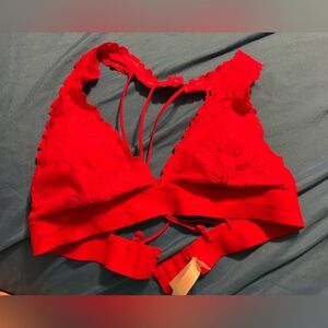 Pink Red Lace Bralette